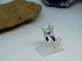 Sterling Silver 2.00ct Emerald Cut CZ Cubic Zirconia Ring Sz 7 3.3Gr Vintage - £42.82 GBP