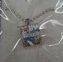 Wisconsin Dells Bead Necklace W Square Charm Travel Pictures Silver Color Chain - £10.44 GBP