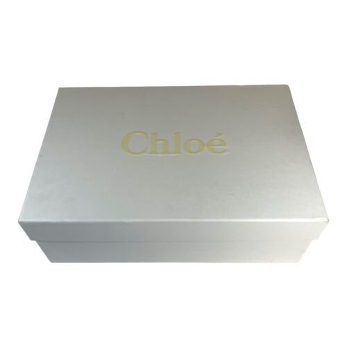 Primary image for Chloe Empty Shoe Box 14”x9.5”x5” White Gold Authentic Storage Gift Medium Size