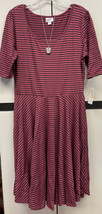 NWT LuLaRoe XL Maroon and Black Stripes Nicole Fit &amp; Flare Dress (NO Pockets) - £29.51 GBP