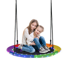 Outdoor 40&quot; Saucer Tree Swing 660 LBS for Kids Adults w/LED Lights Rainbow - £78.83 GBP