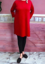 $228 Eileen Fisher Tunic X Small 2 4 Red Top Merino Wool Alpaca Tencel Blend NWT - £132.42 GBP