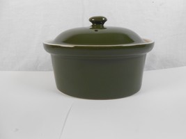 HALL Vintage Pottery Oval Baking Casserole Dish Vented Lid Dark Green - £12.62 GBP