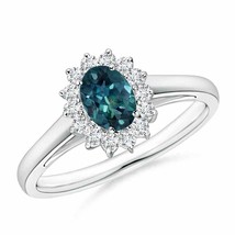 ANGARA Princess Diana Inspired Teal Montana Sapphire Ring (AAA, Size-6x4) - £938.98 GBP