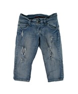 Y2K Distressed Bongo Jeans Women&#39;s 9 Blue Low Rise Capri Denim Pants Fla... - $12.15 CAD