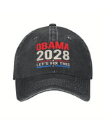 Obama 2028 Denim Trucker Cap Obama for President 2028 hat &quot;Let&#39;s Fix This&quot; - $28.32 CAD