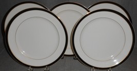 Set (5) Mikasa Petite Bone Black Tie Pattern Salad Plates Made In Japan - £38.92 GBP
