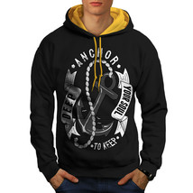 Wellcoda Anchor Your Soul Slogan Mens Contrast Hoodie, Deep Casual Jumper - £31.36 GBP