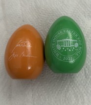 BIDEN 2023 EASTER GREEN &amp; ORANGE WHITE HOUSE WOOD EGG (2) DEMOCRAT SIGNE... - $23.18