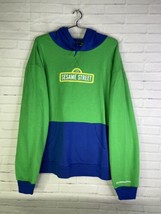 Dumbgood Sesame Street Logo Color Block Pullover Hoodie Blue Green Mens ... - £55.31 GBP