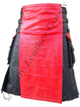 Genuine Leather Reversible Kilt Cargo Pockets Scottish Pleated Gladiator Bluf - £109.36 GBP