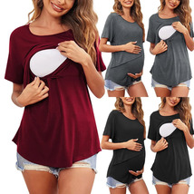 Maternity Blouse Asymmetrical Flap Nursed Tops Casual T Shirt For Breastfeeding - $15.99