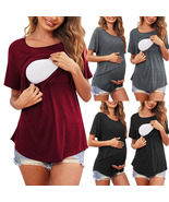 Maternity Blouse Asymmetrical Flap Nursed Tops Casual T Shirt For Breast... - £12.74 GBP