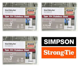 Simpson Strong S10SND1 Wood Siding Nail 10d .113&#39;&#39; x 3&#39;&#39; 304 Stainless S... - $905.12 MXN