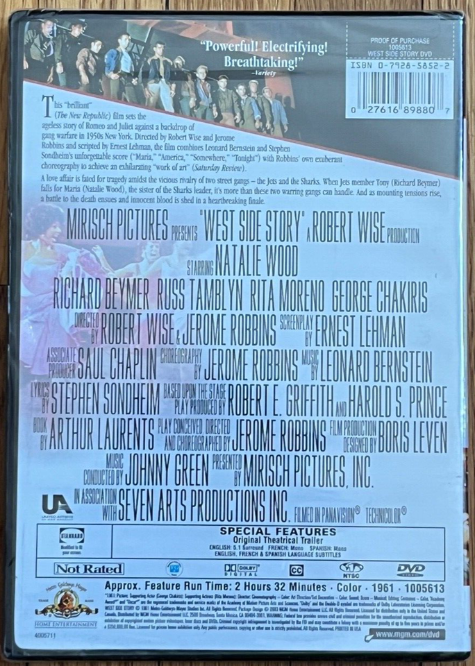 NEW DVD West Side Story: Natalie Wood Rita Moreno Russ Tamblyn Beymer Chakiris Item image 2