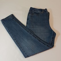 Seven7 Tummyless High Rise Skinny Women&#39;s Blue Denim Jeans Size 14 (35×29) - $13.16