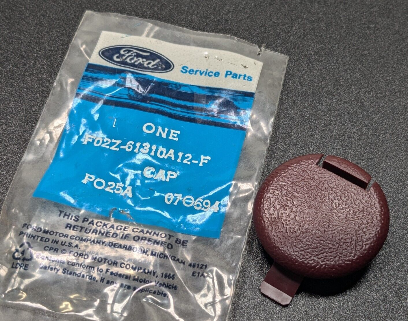 NOS OEM FORD PROBE CAP - Maroon / Burgundy  PART# F02Z-61310A12-F - $12.86