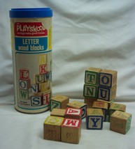 Vintage 1974 Playskool Children&#39;s Wooden Alphabet Letters Blocks Wood Pr... - $19.80