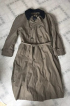 London Fog 42 Long Khaki Iconic Zip out Liner Long Trench Coat Wool Collar Belt - £54.87 GBP