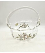 A Clear Glass Basket With Pink And White Flowers From The European Colle... - $30.83 CAD
