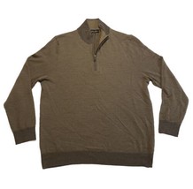 Brooks Brothers Extra Fine Merino Wool 1/4 Zip Pullover Sweater Brown Me... - $24.19