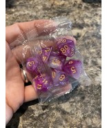 Mystic Fairy Polyhedral Dice Set RPG DnD Glitter Pink Purple - $9.99