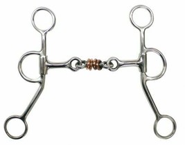 Western Saddle Horse 5&quot; Stainless Steel Dog Bone Snaffle Bit with Copper... - $24.80