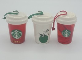 Starbucks Christmas Ornaments 2014-2015 lot of 3 Red White Boy Swing Green Dot - £19.68 GBP