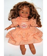 Lissi-Puppe-Vinyl-Cloth-Doll-Brown Hair With-Open &amp; Shut Eyes     peach ... - £10.07 GBP