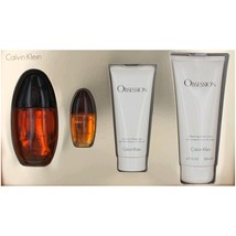 Calvin Klein Obsession Perfume 3.4 Oz Eau De Parfum Spray 4 Pcs Gift Set  - £95.59 GBP