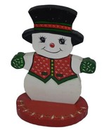 Vintage 1988 Wooden Hand Painted Snowman Figure 9&quot; Christmas Decor MCM 80s - $16.00