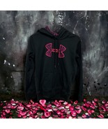 Under Armor Sweatshirt Hoodie Cold Gear Women Size M Black &amp; Pink Animal... - $534.05 MXN