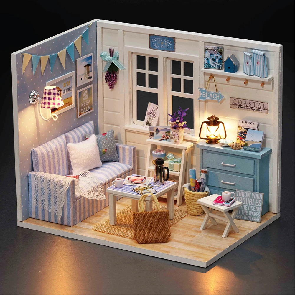 DollHouse Miniature Doll house With Furniture Kit Wooden House Miniaturas Toys - £14.65 GBP+