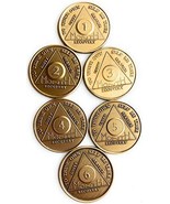 wendells Set of 6 AA Months Medallions Month 1 2 3 4 5 6 Bronze Annivers... - $167.74 MXN