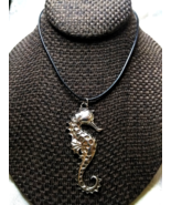 Seahorse Necklace Black Cotton Cord 16-18 Inch Women Men Teens Beachy Gi... - £5.60 GBP