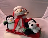Hallmark 2007 Jingle Pals Snowman Sleigh Ride Musical Animated Sled Peng... - $24.99