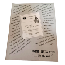1947 United States Steel Corp Theatre Guild February Radio Studio Program - £57.18 GBP