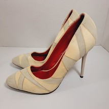 Charles Jourdan Parris Womens Dress Heels Size 10 Cream &amp; Beige Leather/... - £16.86 GBP
