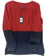 Tommy Hilfiger NWT Stretchy Ribbed Knit Sweater Pullover Red/ Blue Crew ... - €34,27 EUR