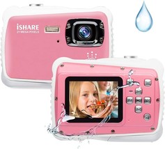 Kids Camera,21Mp Hd 3M Waterproof Digital Camera Kids,Kids Waterproof, Pink - £25.54 GBP