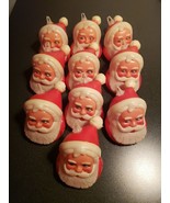 1950s DM Italy Hard Plastic 3&quot; Santa Head String Light Covers w/Clips Lo... - $35.00