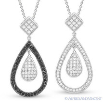 Tear-Drop Charm Micro-Pave CZ Crystal Pendant 925 Sterling Silver Chain Necklace - £25.25 GBP