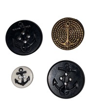 Anchor Buttons Metal Plastic Shank 4 Hole Vintage Coat Cape Decorative - £10.09 GBP