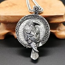 Men&#39;s Norse Viking Raven Amulet Pendant Necklace Protection Jewelry Chain 24&quot; - £13.28 GBP