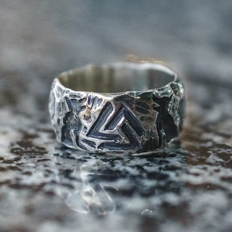 EYHIMD Vi Men Wolves of Odin Valknut Forging 316L Stainless Steel Ring Pagan Nor - $31.76