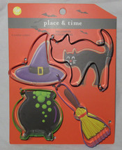 Wilton 4-Piece Cookie Cutter Set Metal Halloween Foodcrafting Cat Broom Cauldron - £13.42 GBP