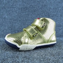 PLAE Boys Sneaker Shoes Gold Leather Hook &amp; Loop Size T 8.5 Medium - £21.65 GBP