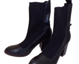 KDB Kelsi Dagger Black Leather &amp; Knit Sock Booties sz 8.5 New - £39.53 GBP