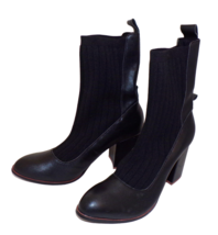 KDB Kelsi Dagger Black Leather &amp; Knit Sock Booties sz 8.5 New - £39.39 GBP