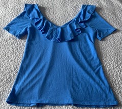 Lilly Pulitzer Short Sleeve V Neck Ruffle Tank Top Royal Blue Size Small... - $29.98